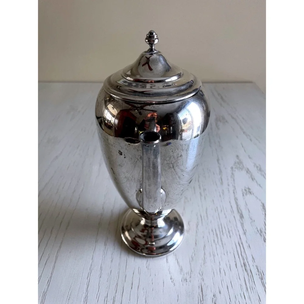 Vintage Silver Plated Over Copper Tea Pot with‎ Lid Elegant Serving Vessel